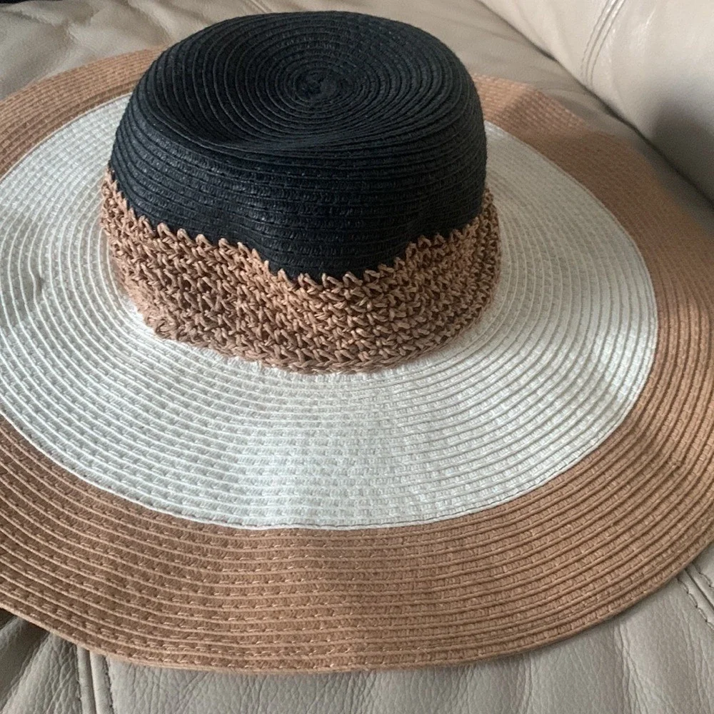 Floppy striped maxi‎ hat bohemian straw festive beach travel banded